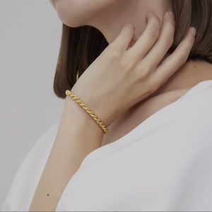 Gold Plated Titanium Dainty Twist Cuff Bracelet